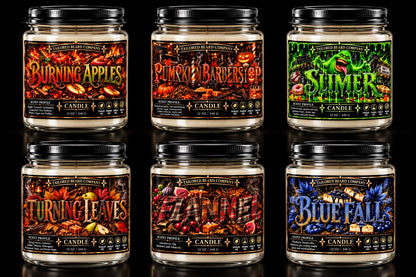 All six Tailored Beard Company Signature Candles